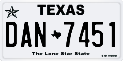 TX license plate DAN7451