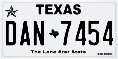 TX license plate DAN7454