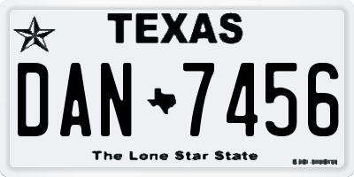TX license plate DAN7456