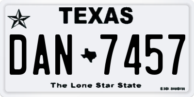 TX license plate DAN7457