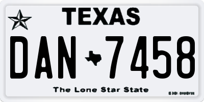 TX license plate DAN7458