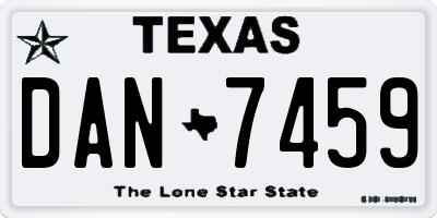 TX license plate DAN7459