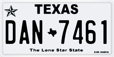 TX license plate DAN7461