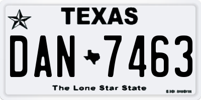 TX license plate DAN7463