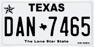 TX license plate DAN7465