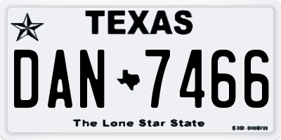TX license plate DAN7466