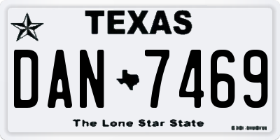 TX license plate DAN7469