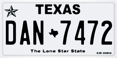 TX license plate DAN7472