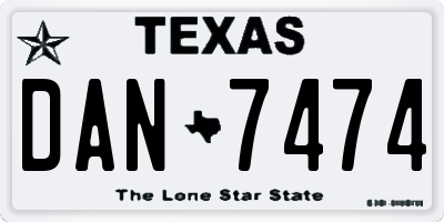 TX license plate DAN7474