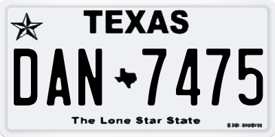 TX license plate DAN7475