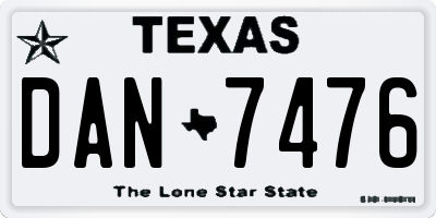 TX license plate DAN7476
