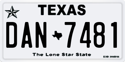 TX license plate DAN7481