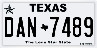 TX license plate DAN7489