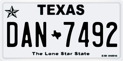 TX license plate DAN7492