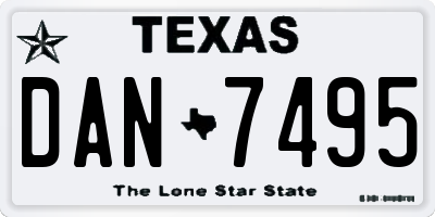 TX license plate DAN7495