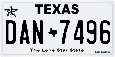 TX license plate DAN7496