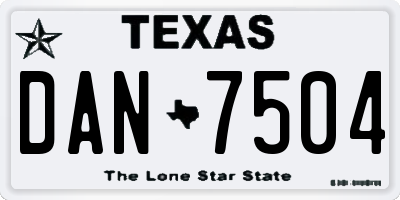 TX license plate DAN7504