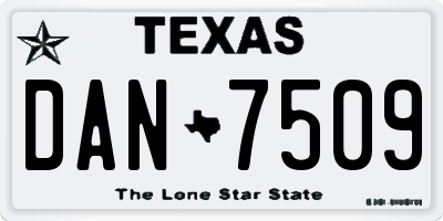 TX license plate DAN7509