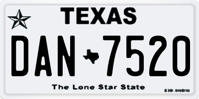 TX license plate DAN7520