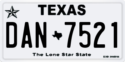 TX license plate DAN7521