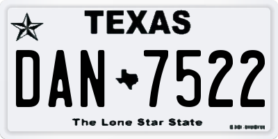 TX license plate DAN7522