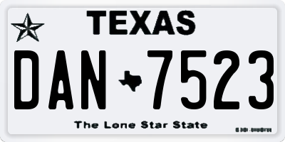 TX license plate DAN7523