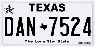 TX license plate DAN7524