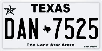 TX license plate DAN7525