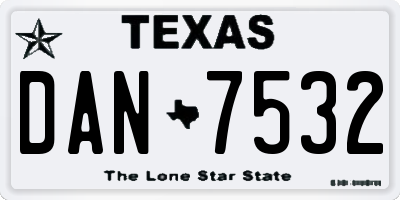 TX license plate DAN7532
