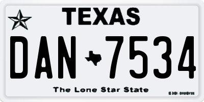 TX license plate DAN7534