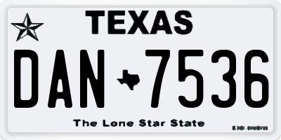 TX license plate DAN7536