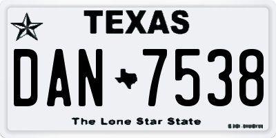 TX license plate DAN7538