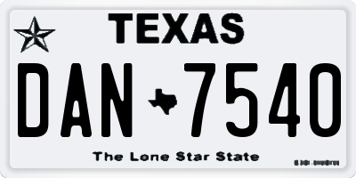 TX license plate DAN7540