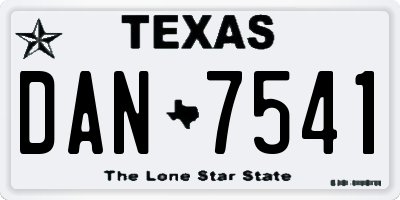 TX license plate DAN7541
