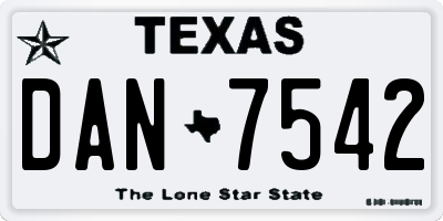 TX license plate DAN7542