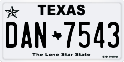 TX license plate DAN7543