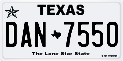 TX license plate DAN7550