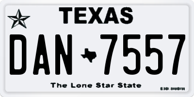 TX license plate DAN7557