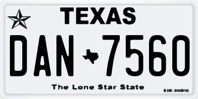 TX license plate DAN7560