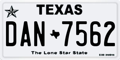 TX license plate DAN7562