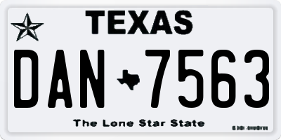 TX license plate DAN7563