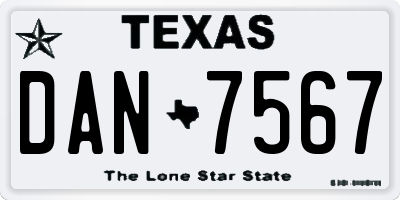 TX license plate DAN7567