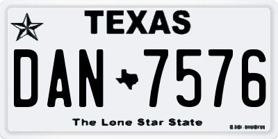 TX license plate DAN7576