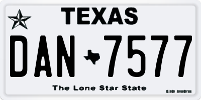 TX license plate DAN7577