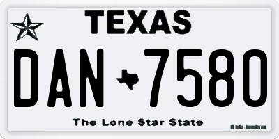 TX license plate DAN7580