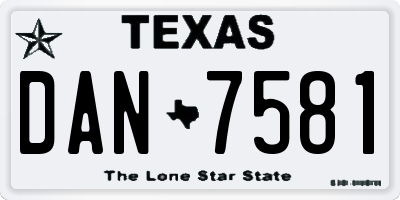 TX license plate DAN7581