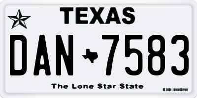 TX license plate DAN7583