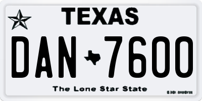 TX license plate DAN7600