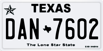 TX license plate DAN7602