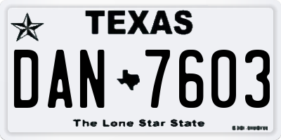 TX license plate DAN7603